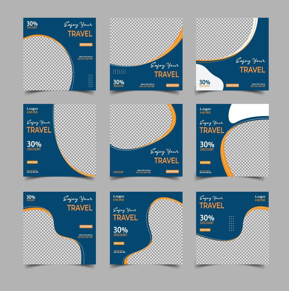 Set of travel promotion banners with different designs vector