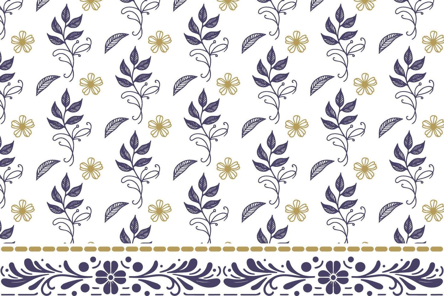 trendy single line sketch floral border pattern for nature themed textile fashion accessories and home decor vector