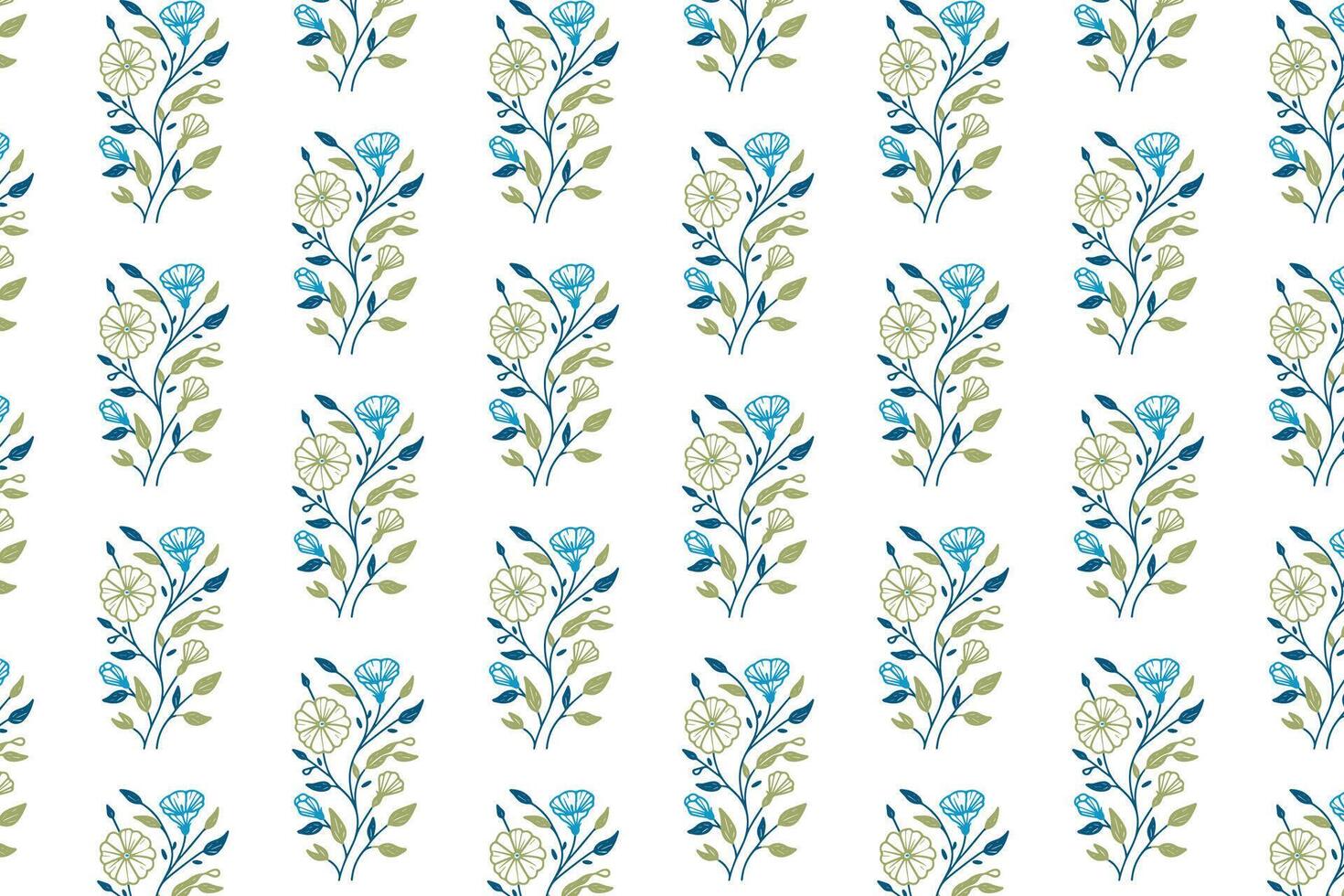 minimal botanical floral pattern artwork with one line illustrations of flowers and leaves for fabric fashion pillow textile wrapping wallpaper and kitchen products vector