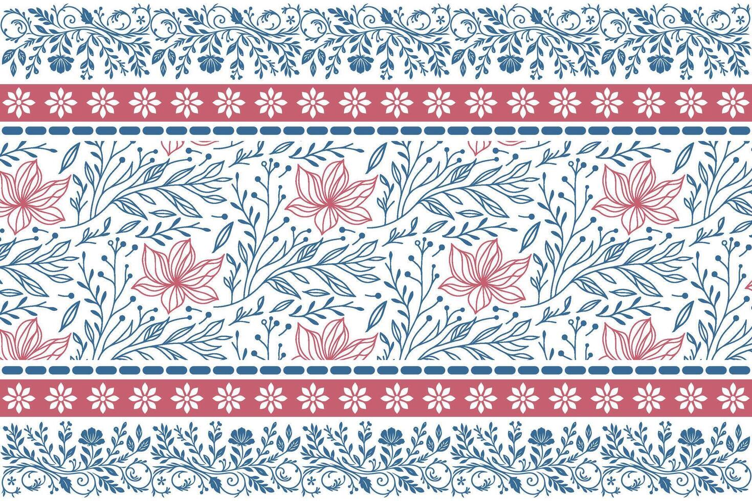 continuous sketch flower border pattern in one line art for fashion fabric bedding accessories and repeat surface designs vector