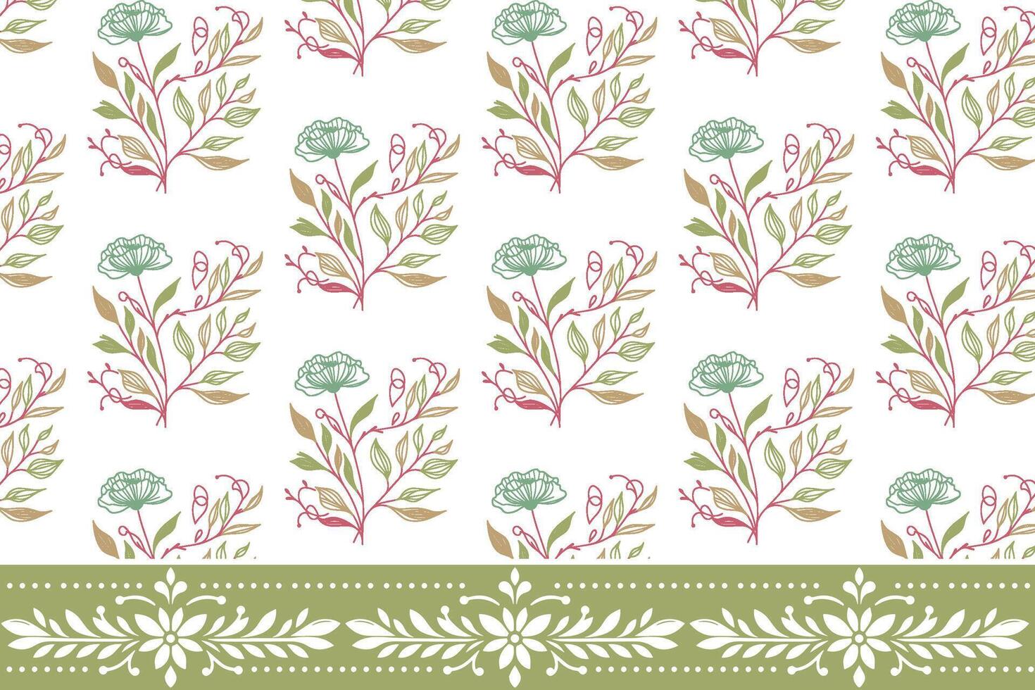 abstract floral border pattern with continuous one line flower sketches for trendy women wear and home textile designs vector
