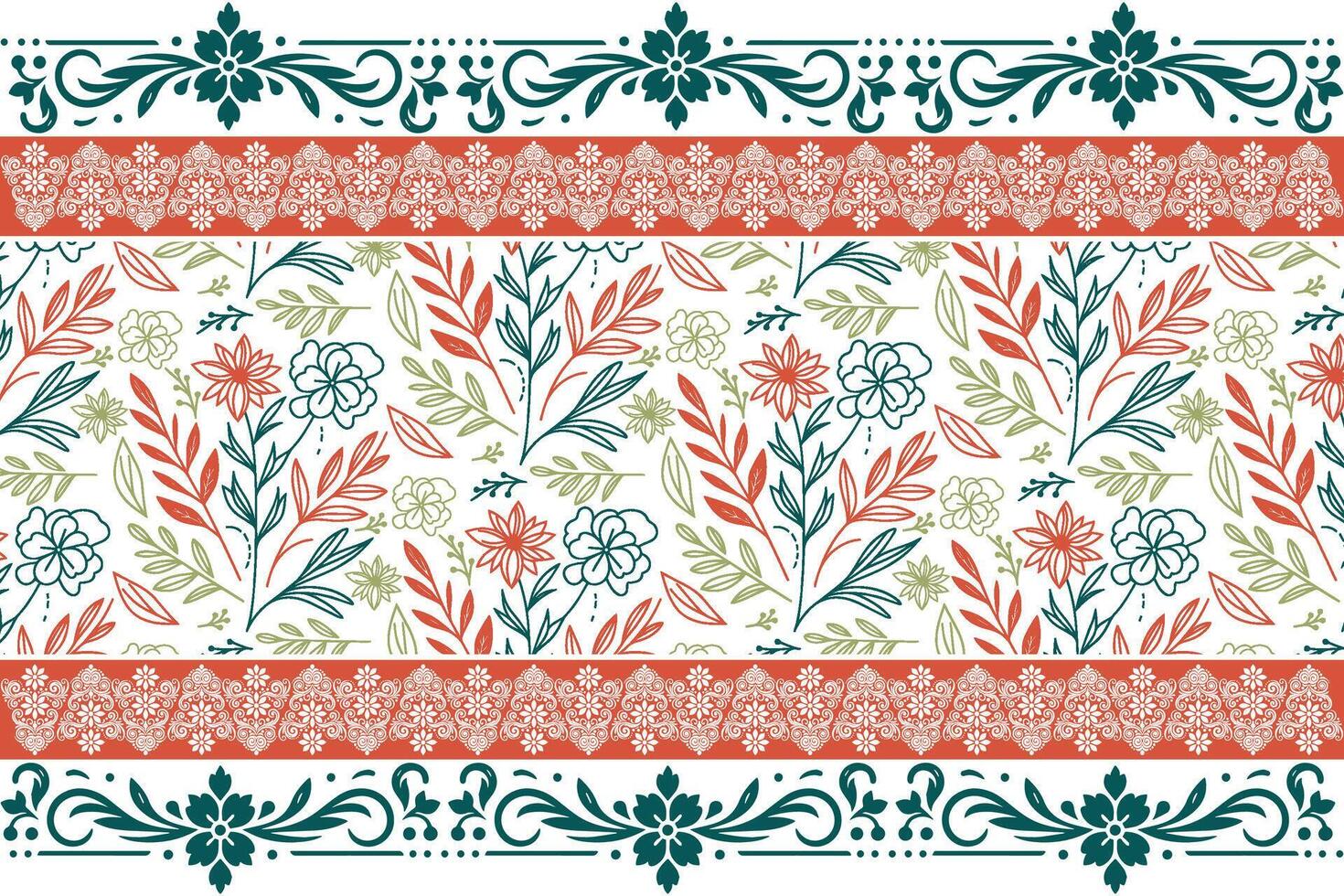 cotton flower single line pattern with textured border for stylish wallpaper textile wrapping paper and fashion projects vector