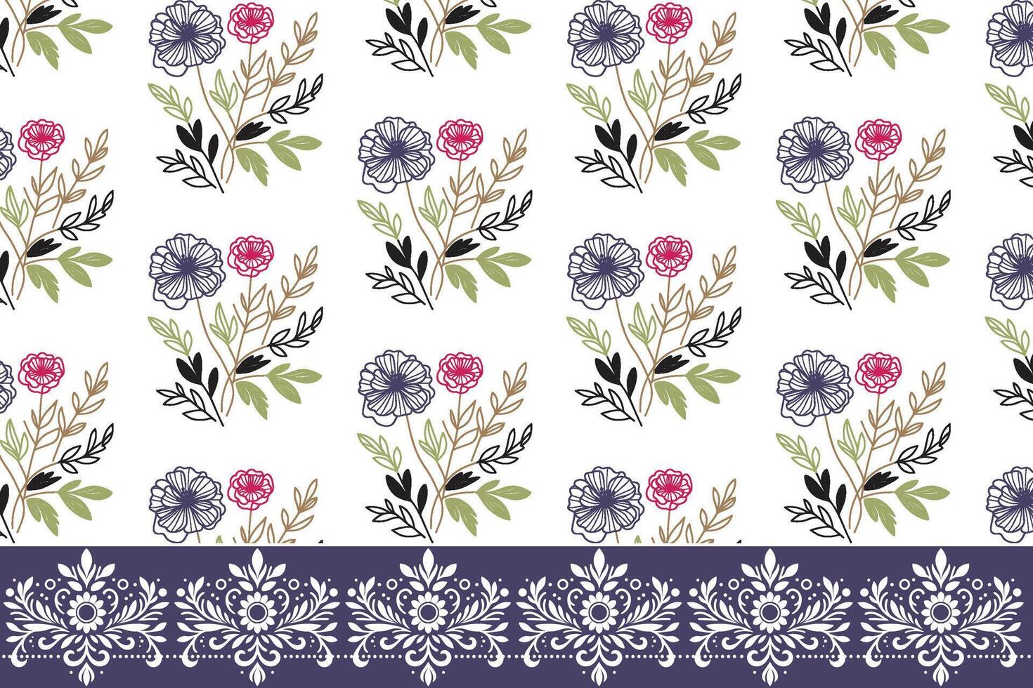 natural single line rose sketch with elegant border for wrapping paper fabric packaging and kitchen textile design vector