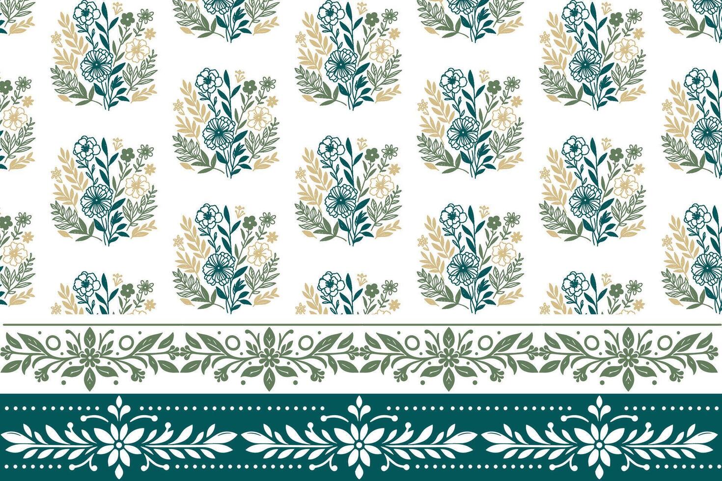 line floral pattern with border designed for stylish wrapping fabric fashion textile and pillow covers vector