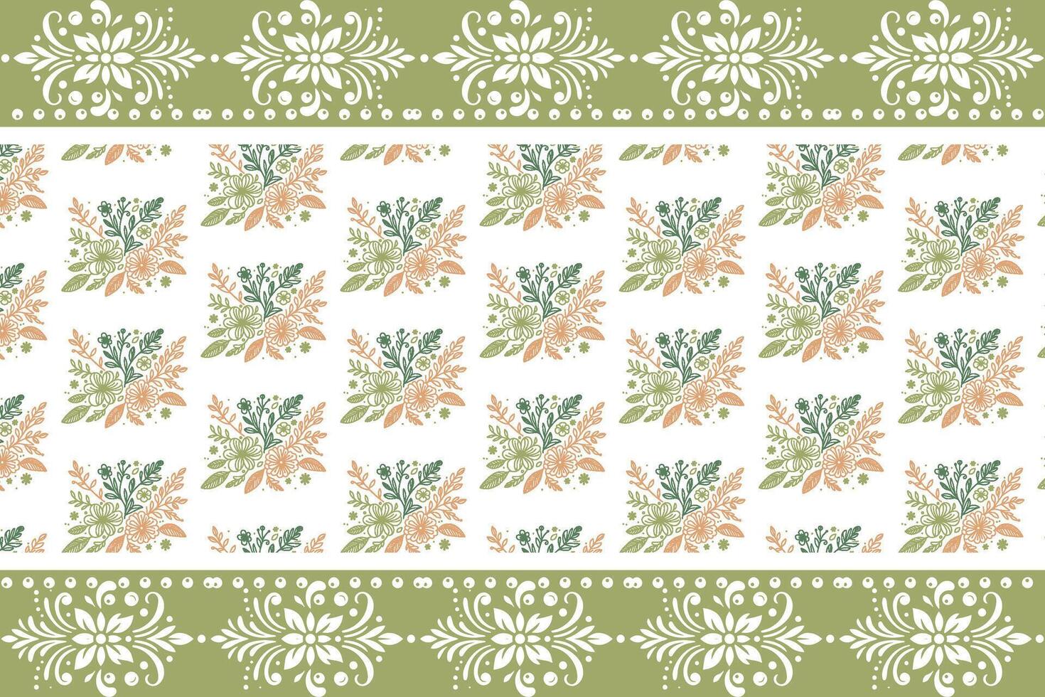 elegant one line floral pattern with continuous leaf border for stylish home interior textile packaging and fabric use vector