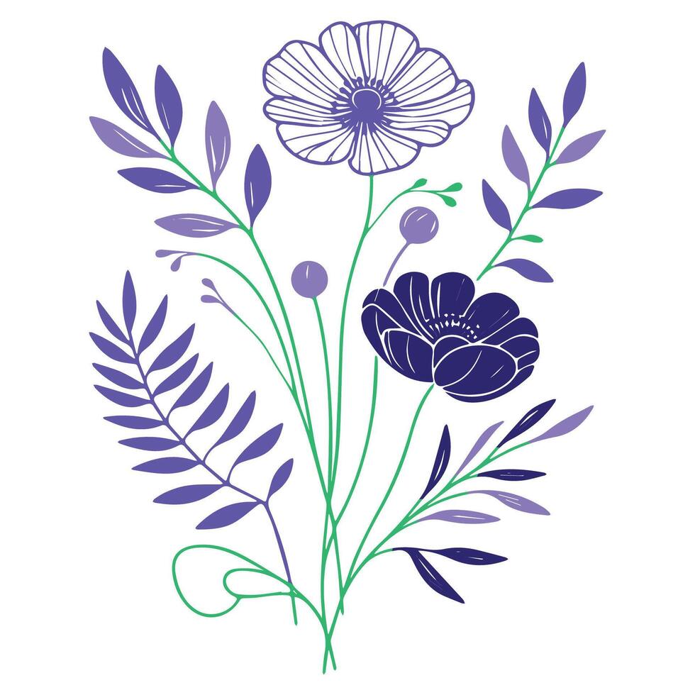 floral sketch illustration with cotton elements for digital textile uses including cushions wedding wear and fashion prints vector
