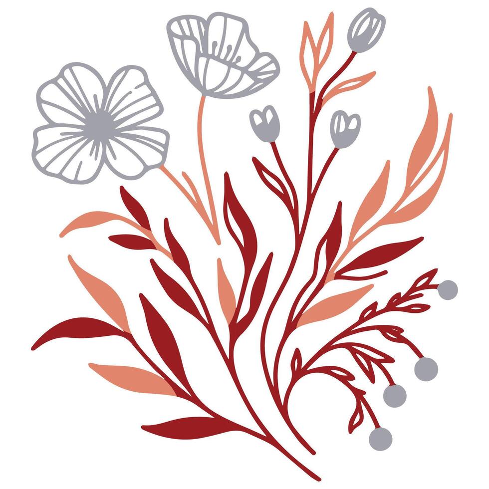 abstract single line floral artwork featuring sketch flowers and nature inspired leaves for stylish cushions fabric clothing design and digital wedding use vector