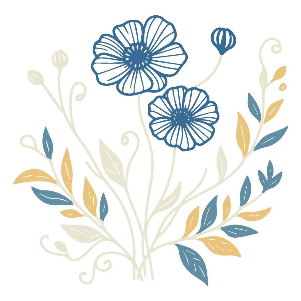 floral sketch pattern in continuous line drawing for digital textile fashion cushion designs wedding accessories and creative fabric applications vector