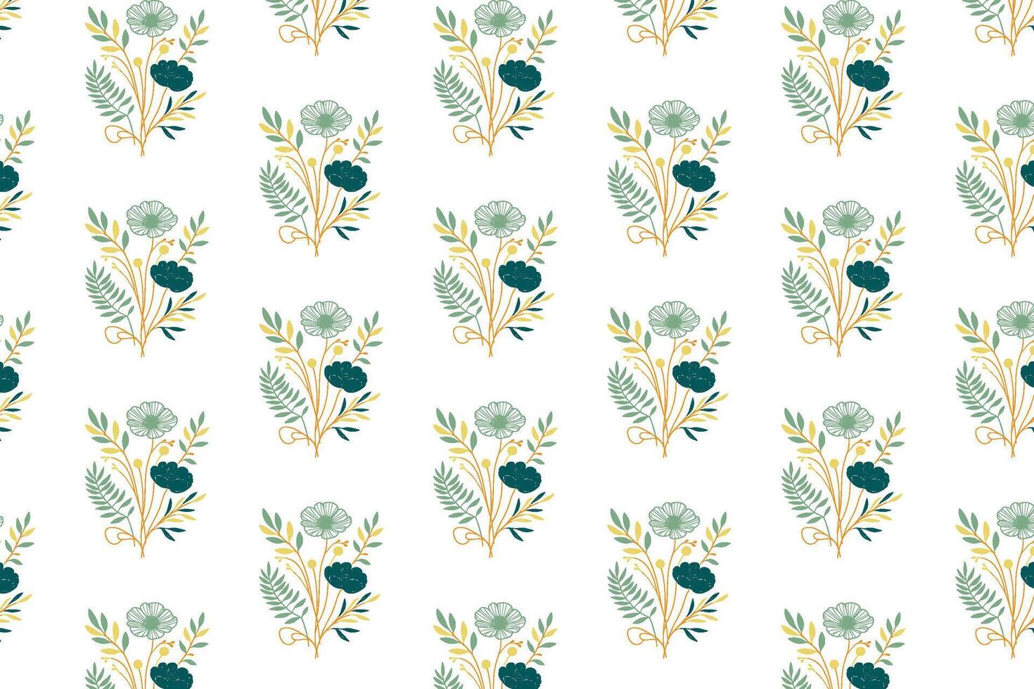 floral motif pattern using one line rose and cotton flower sketches for fashion textile pillow fabric wrapping kitchen accessories and wallpaper background vector