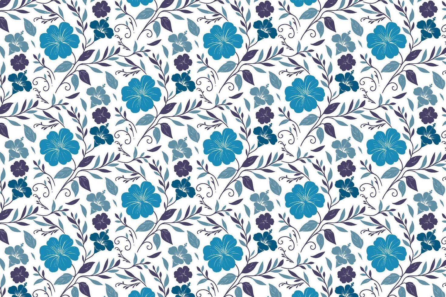 blue line floral pattern made with one line hand drawn flowers perfect for textile packaging pillow fabric and kitchen use vector