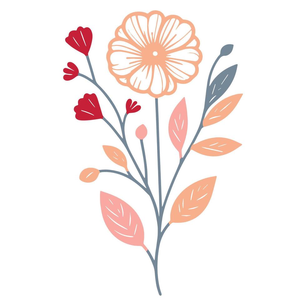 detailed line floral artwork with botanical sketch of blossoms for digital textile use women apparel wedding fabric and cushions vector