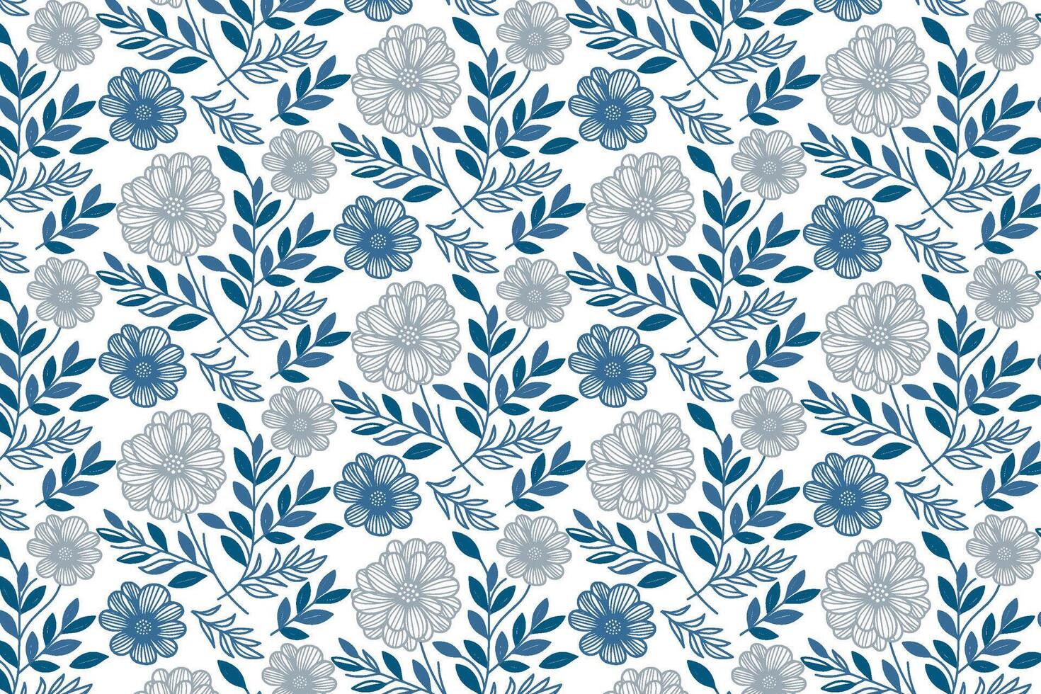botanical blue pattern with abstract one line florals perfect for textile designs used in table covers and fabric wraps vector