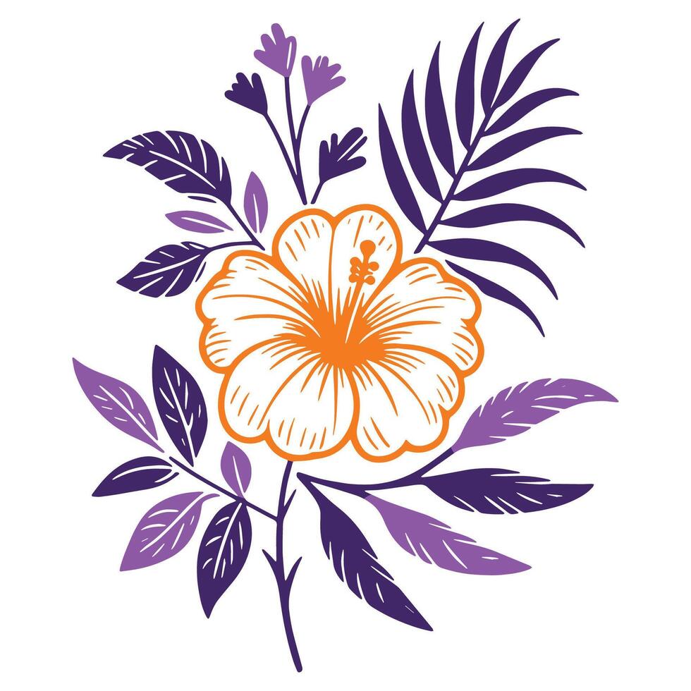 artistic botanical line pattern with hand painted flowers for use in fashion accessories digital textile prints wedding decor and summer fabric applications vector