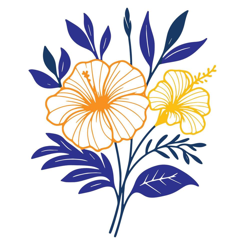 floral artwork in fine line drawing style featuring abstract blossoms for multipurpose use including digital textile cushion printing fashion and wedding use vector