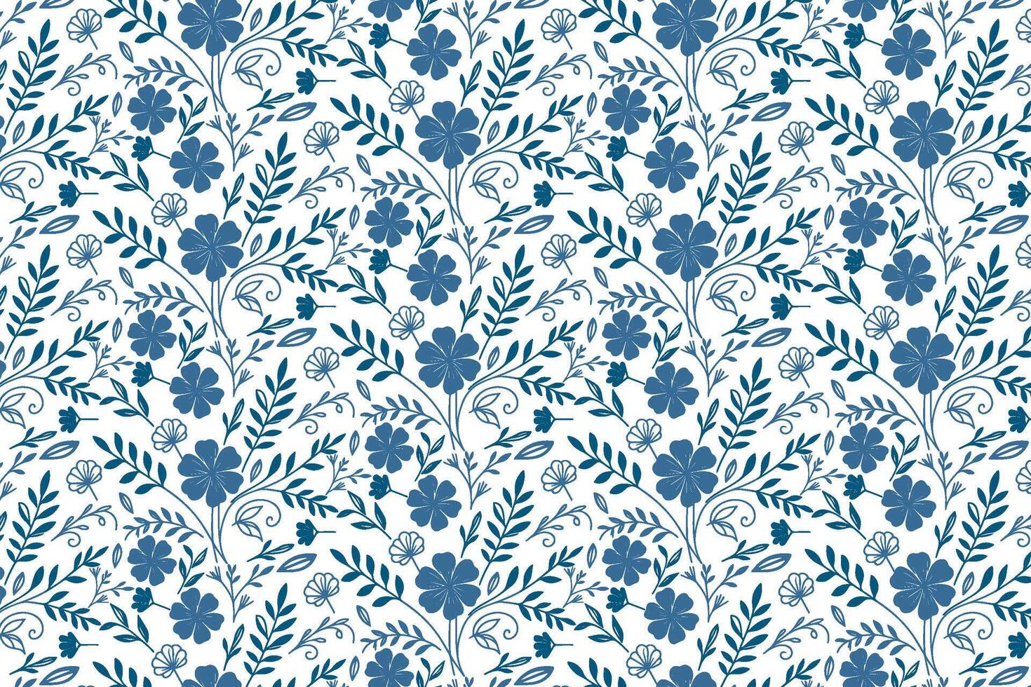 stylish blue pattern with outline flower design in minimal sketch style for textile wallpaper fashion and packaging prints vector