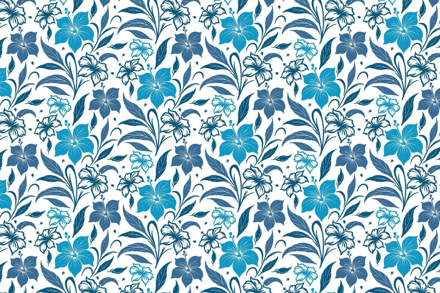 modern blue floral sketch design featuring outline motifs of cotton blooms for textile pillow cases and wrapping use vector