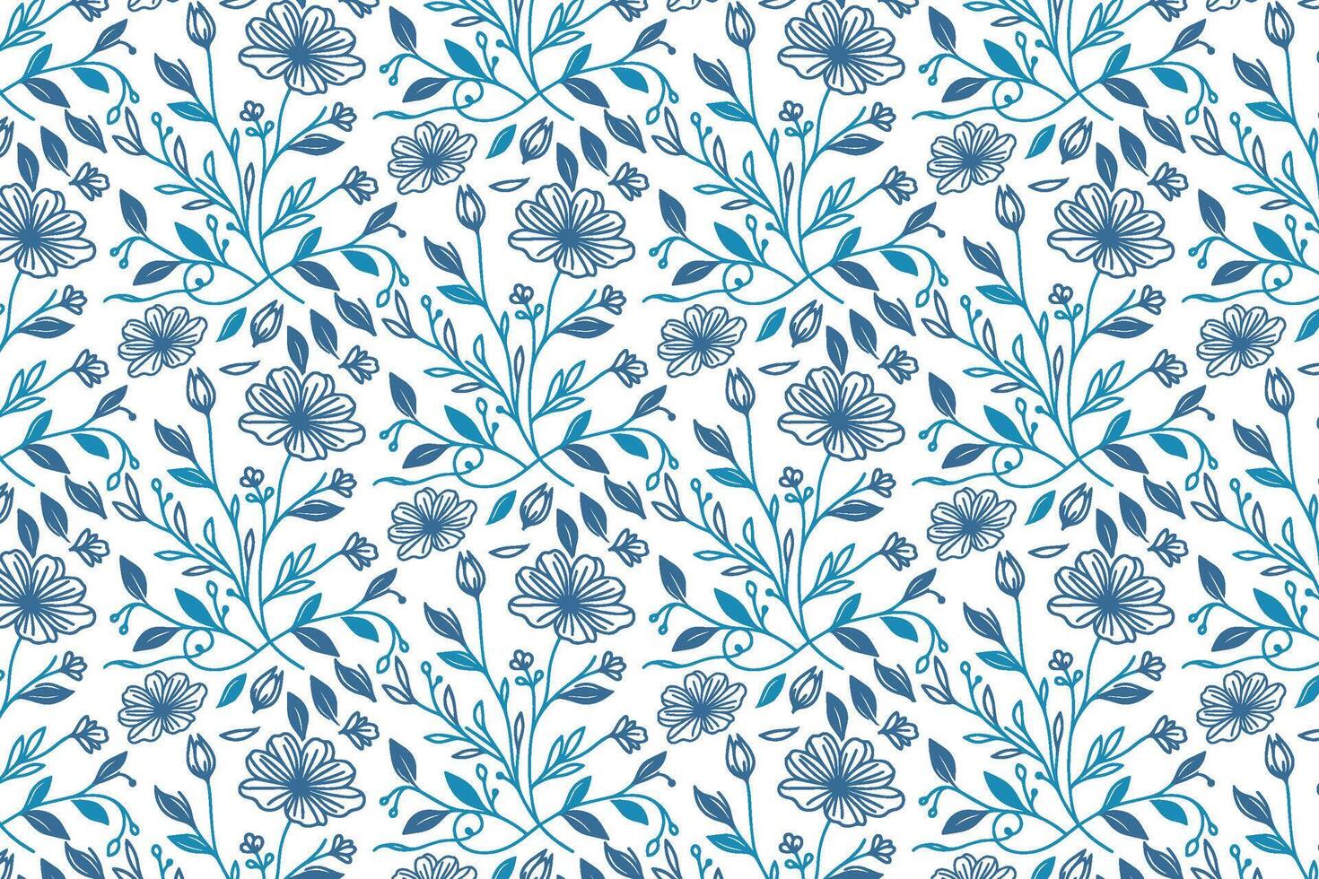 continuous line flower pattern in blue with abstract rose outlines perfect for textile print kitchen fabric and fashion use vector