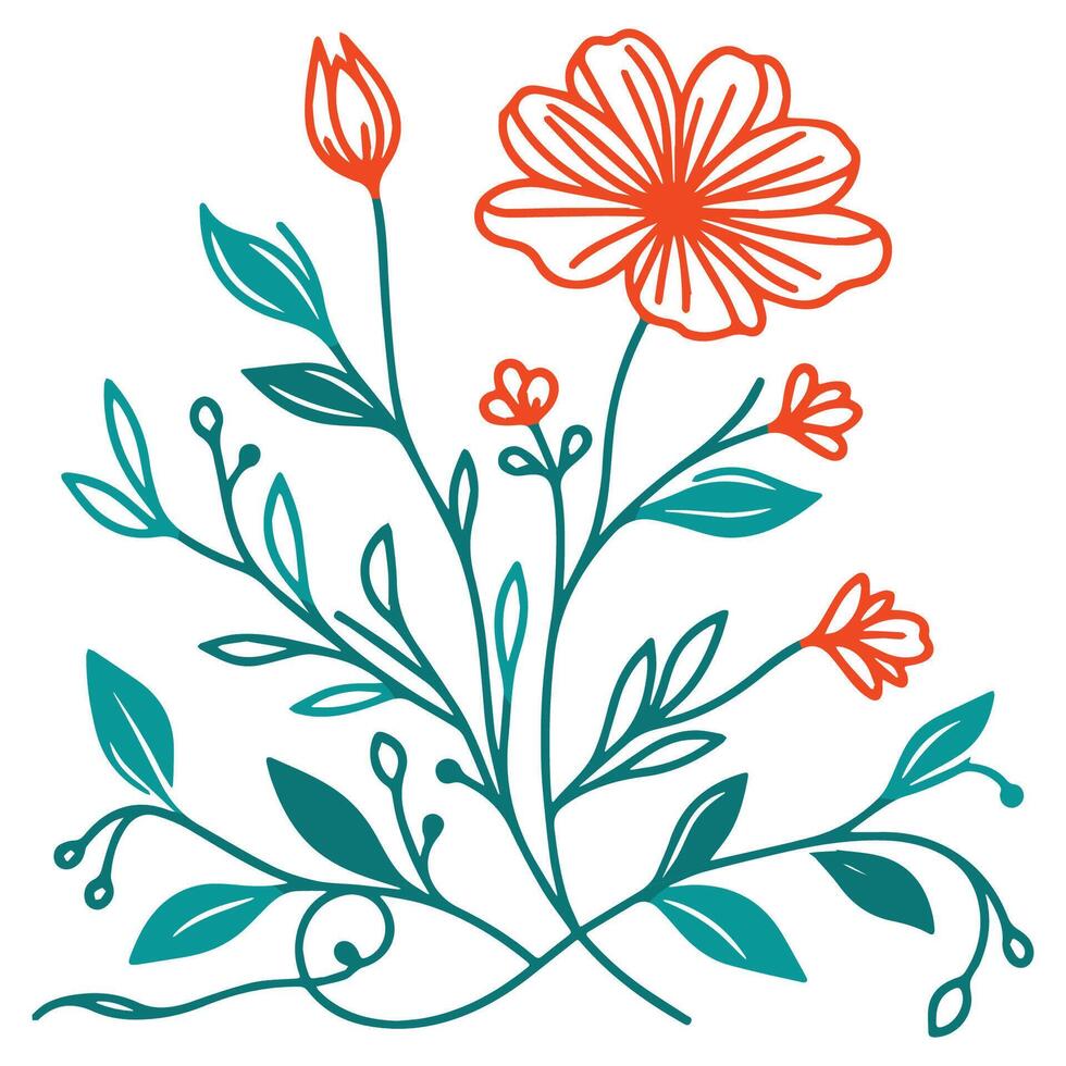hand drawn floral pattern with cotton and leaf sketch for fashion cushions digital wedding prints and textile applications vector