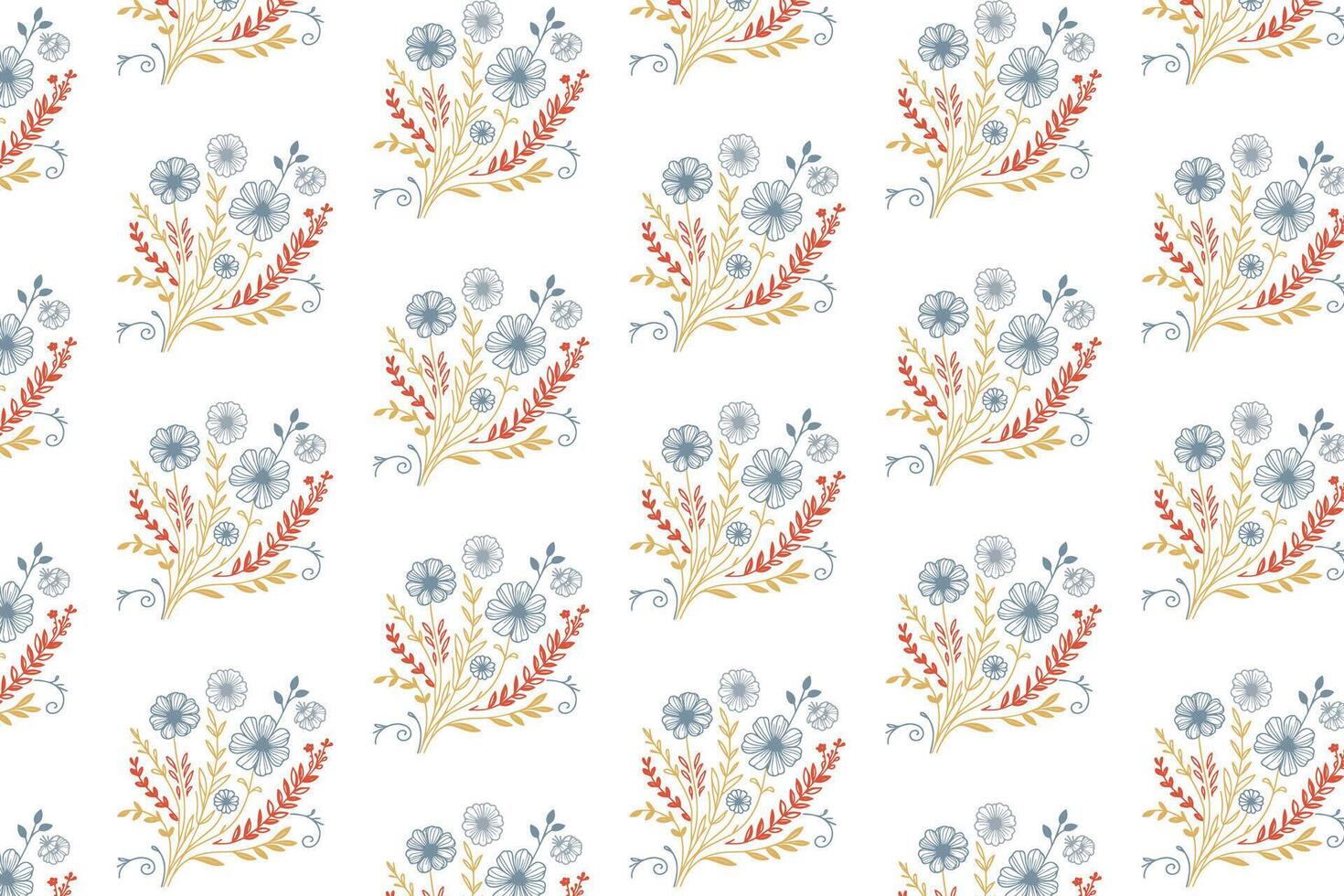 minimal flower pattern with hand sketched continuous line art style featuring cotton blossoms and leaves ideal for wrapping kitchen textile and nature inspired fashion fabric vector