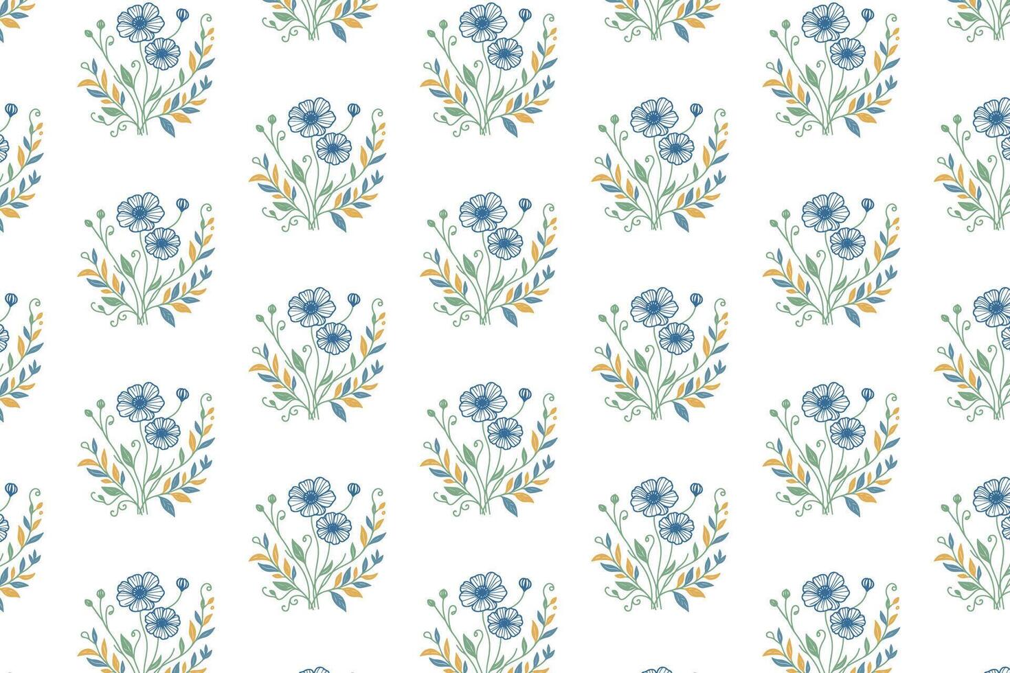 floral pattern with continuous line rose and cotton elements designed for stylish textile applications in fashion home accessories pillow covers and packaging fabric prints vector