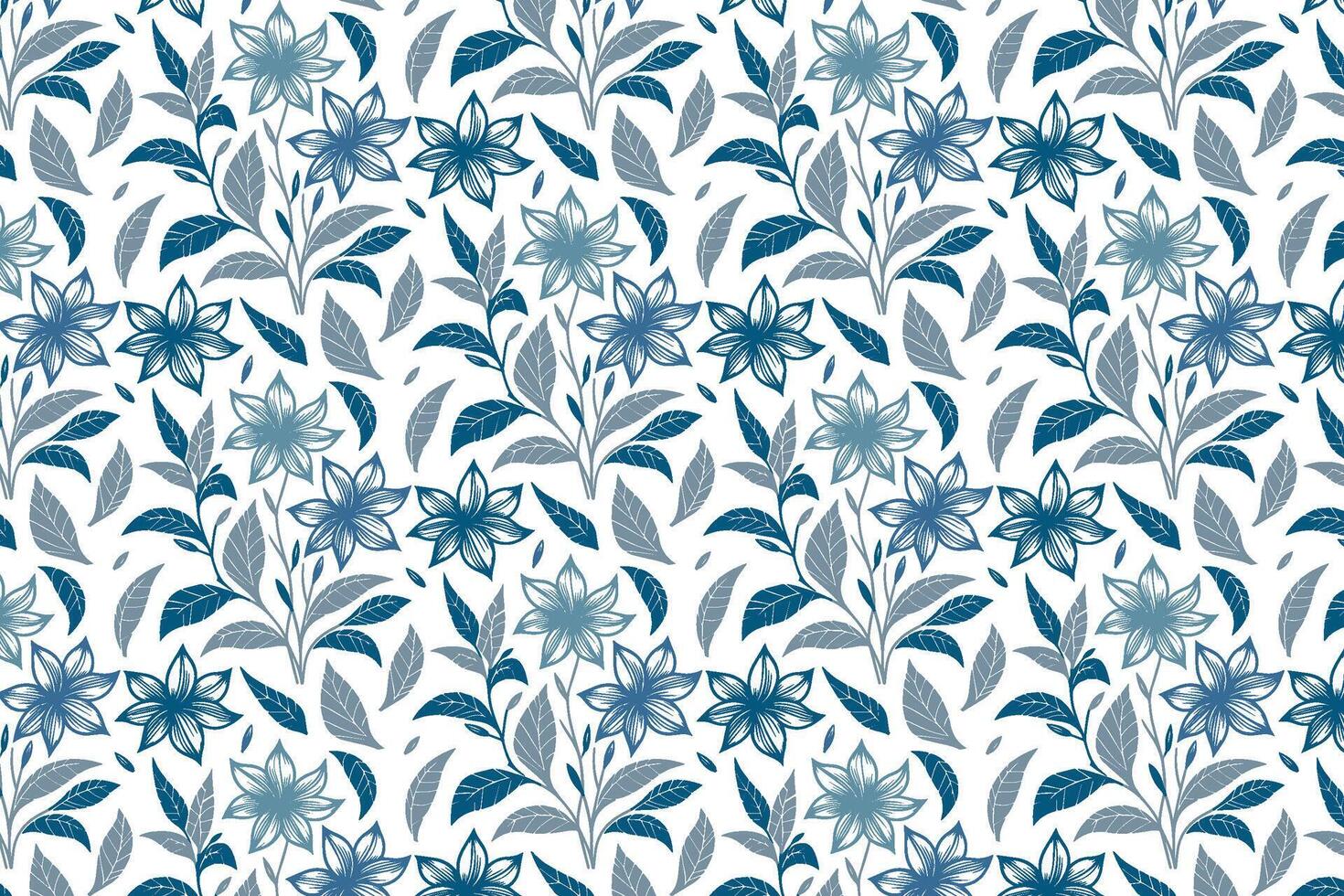 cotton flower blue pattern with minimalist continuous line design for textile use including wallpaper wrapping and fashion vector