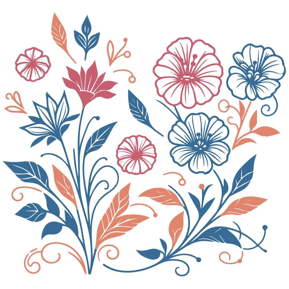 minimalist cotton flower and leaf pattern in artistic single line style perfect for fashion fabric wedding stationery cushion designs and textile home accessories vector