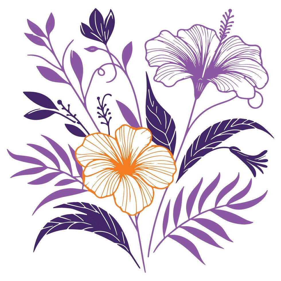 modern botanical pattern with abstract flowers and leafy outlines for versatile textile use including fashion apparel cushions wedding stationery and digital prints vector