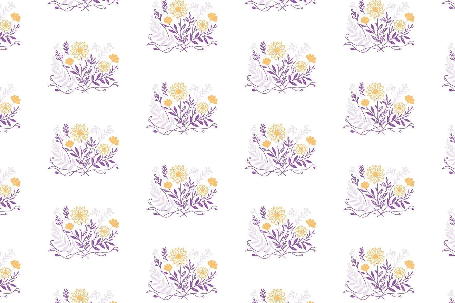single line floral pattern with hand drawn cotton flower sketches for textile printing fashion use and wrapping paper vector