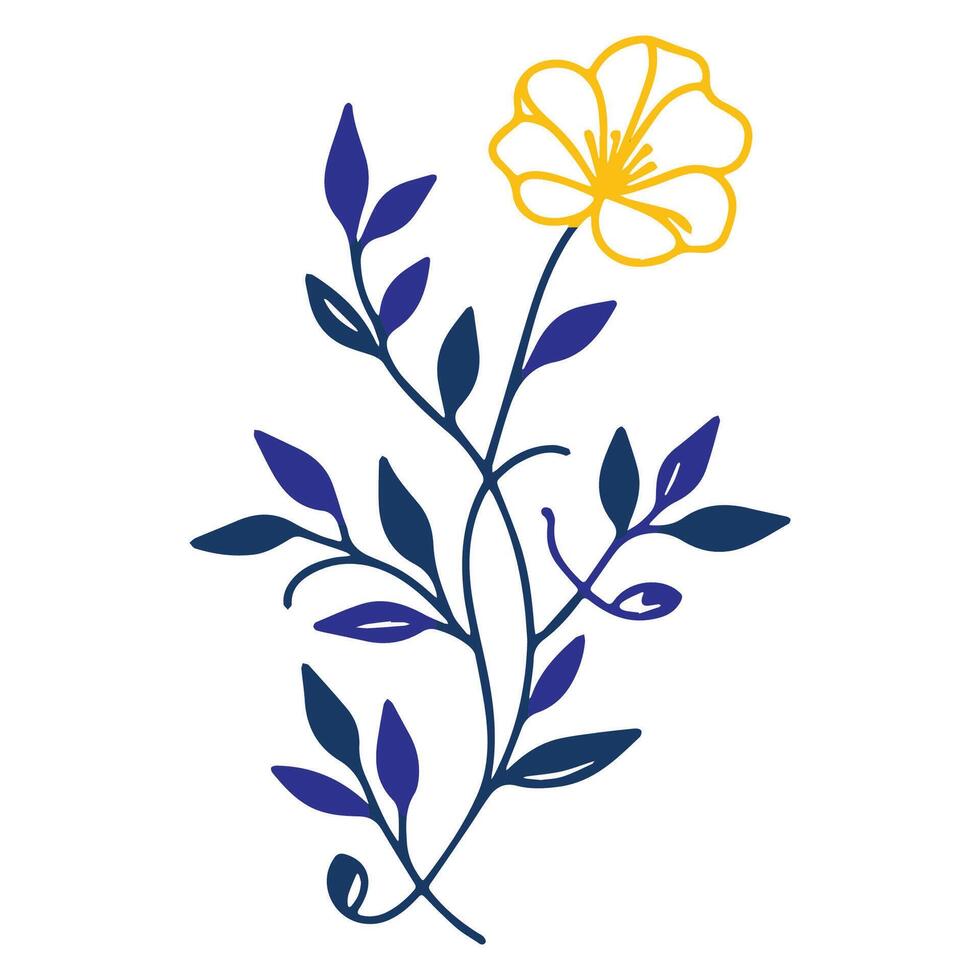artistic floral line sketch with blossom and minimalist leaf details for versatile applications in fashion textiles cushion printing wedding design and home items vector