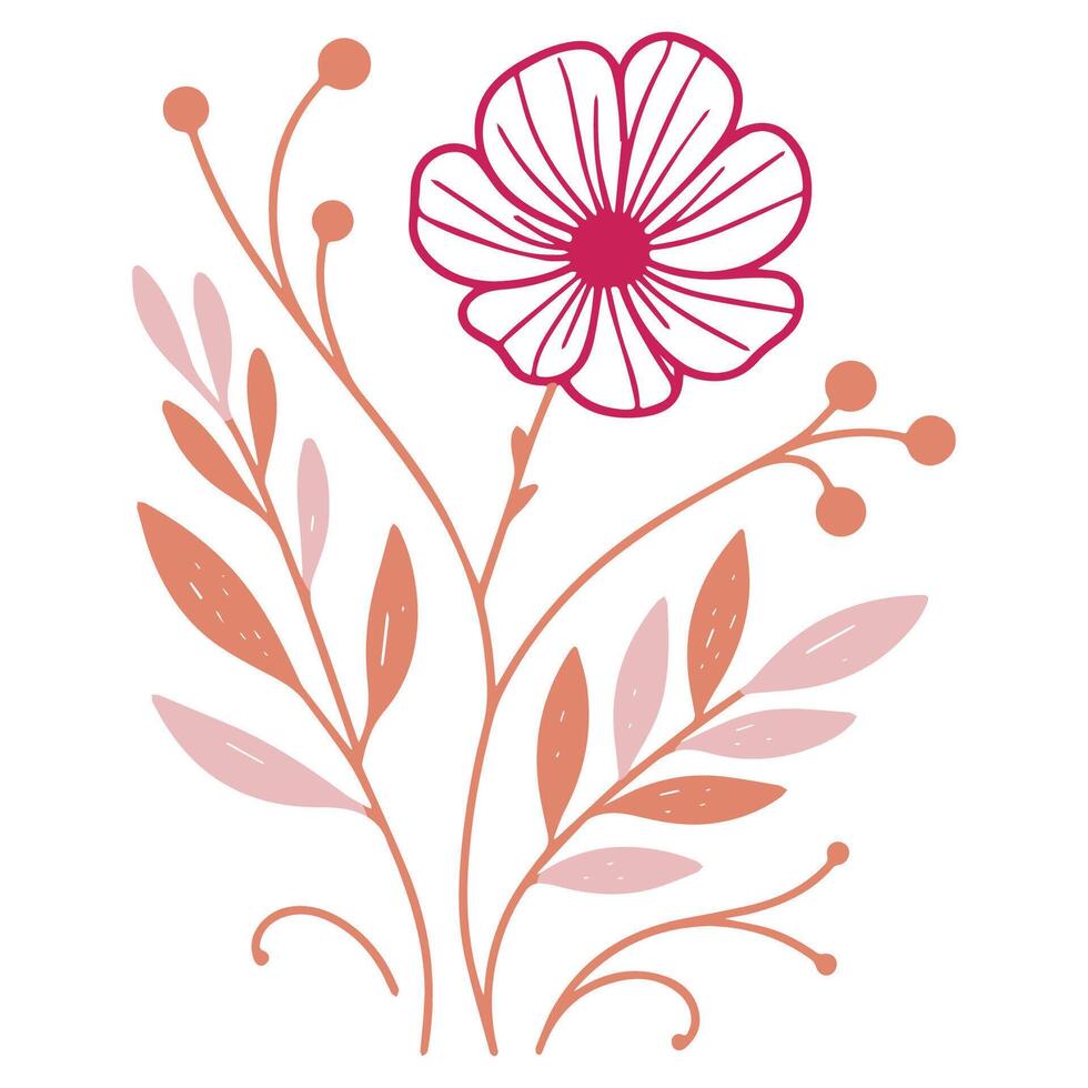 digital sketch of hand drawn botanical flowers with cotton elements for use in fashion fabric designs cushions wedding accessories and home textiles vector