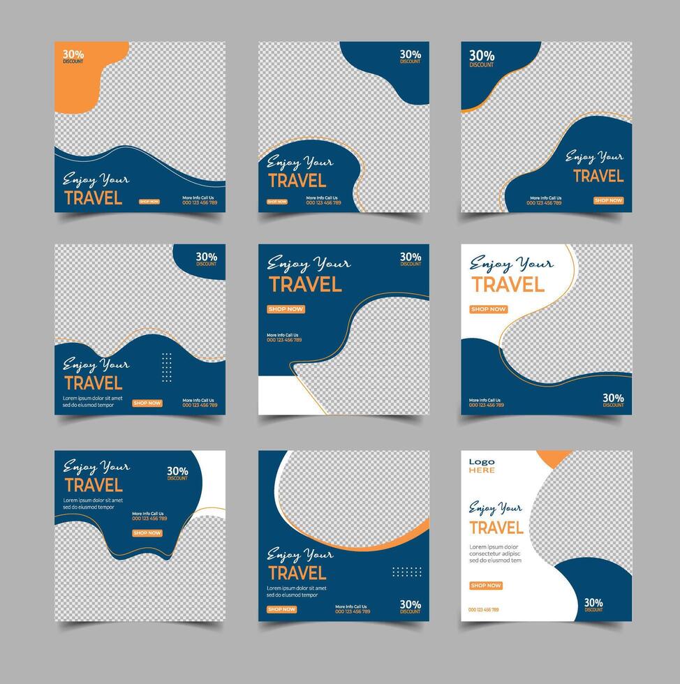 Travel tour social media post and web design template vector