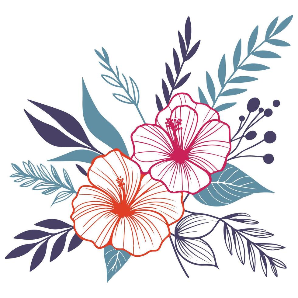 floral line artwork in sketch style ideal for digital textile designs cushion patterns wedding themes and modern fabric collections vector