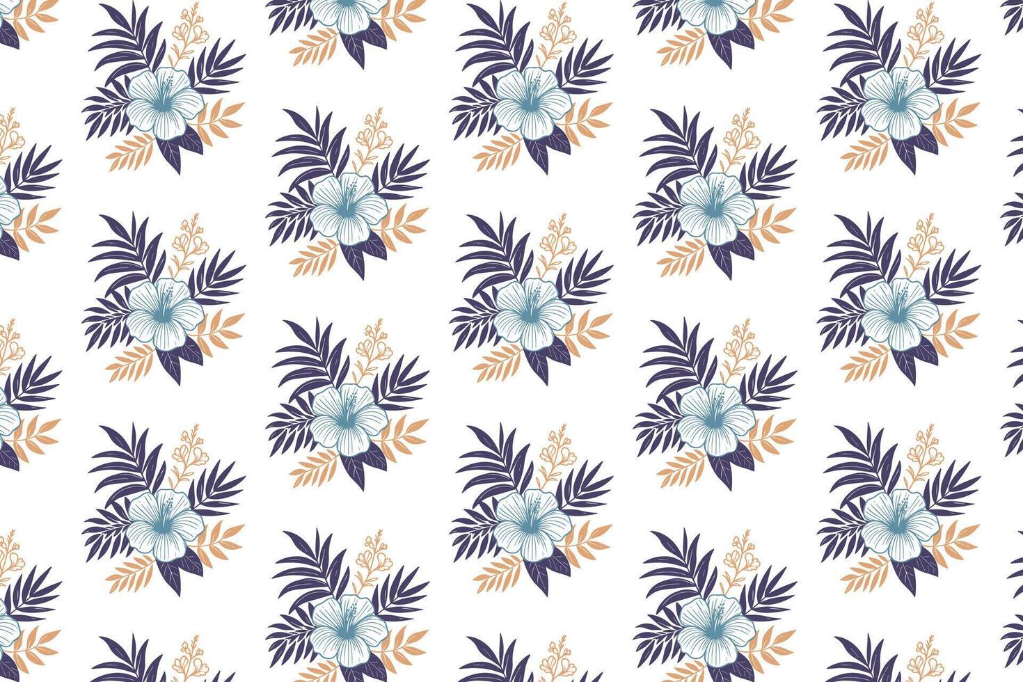trendy floral line pattern with outline cotton flowers for wrapping packaging home textile and fabric printing vector