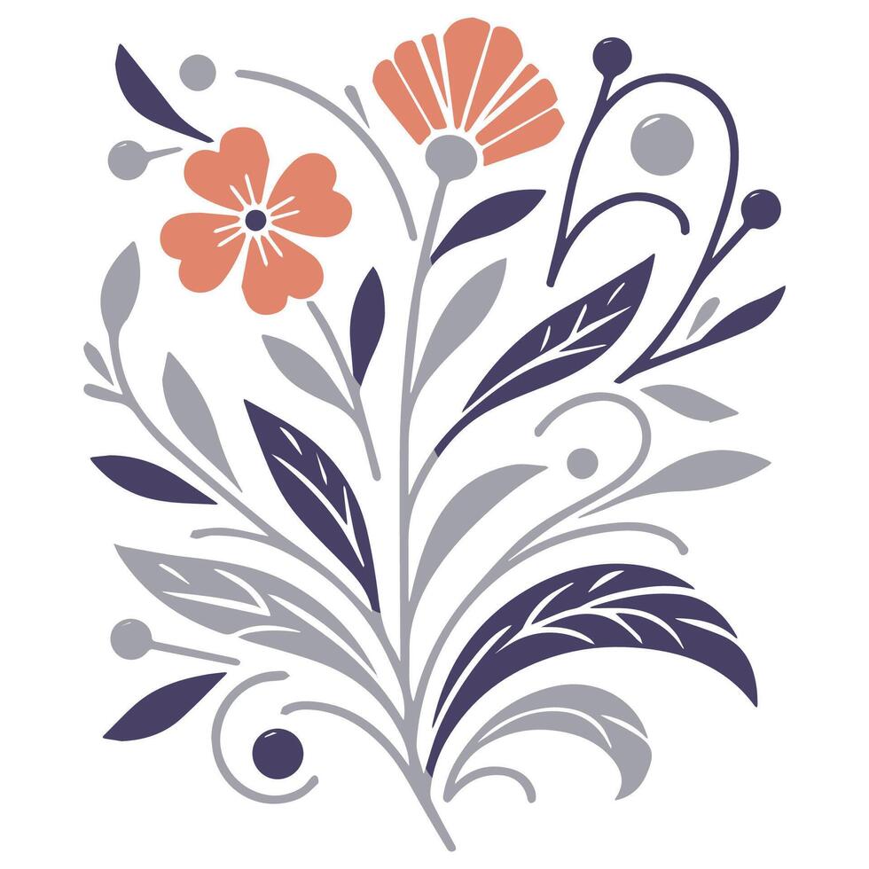 botanical artwork in linear floral style for textile use including modern fashion cushion printing wedding themes and digital art projects vector