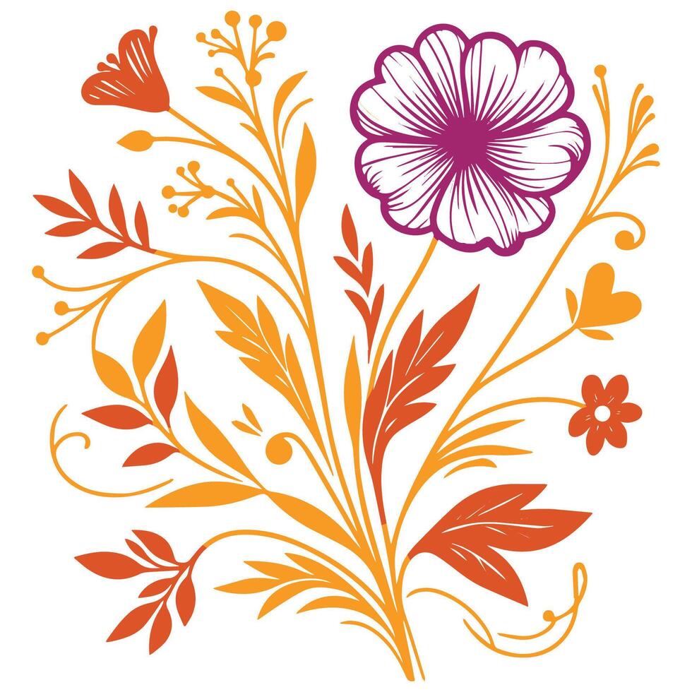 contemporary sketch of floral artwork featuring nature inspired blossoms for cushion covers wedding themes fashion fabrics and textile uses vector