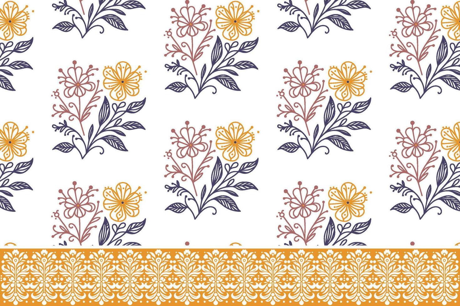 decorative single line floral border pattern for fabric design wrapping paper pillow covers and repeat print use vector