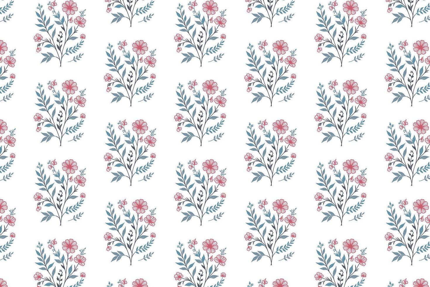 hand drawn floral pattern with single line rose motifs for textile packaging fashion design and table top fabric vector