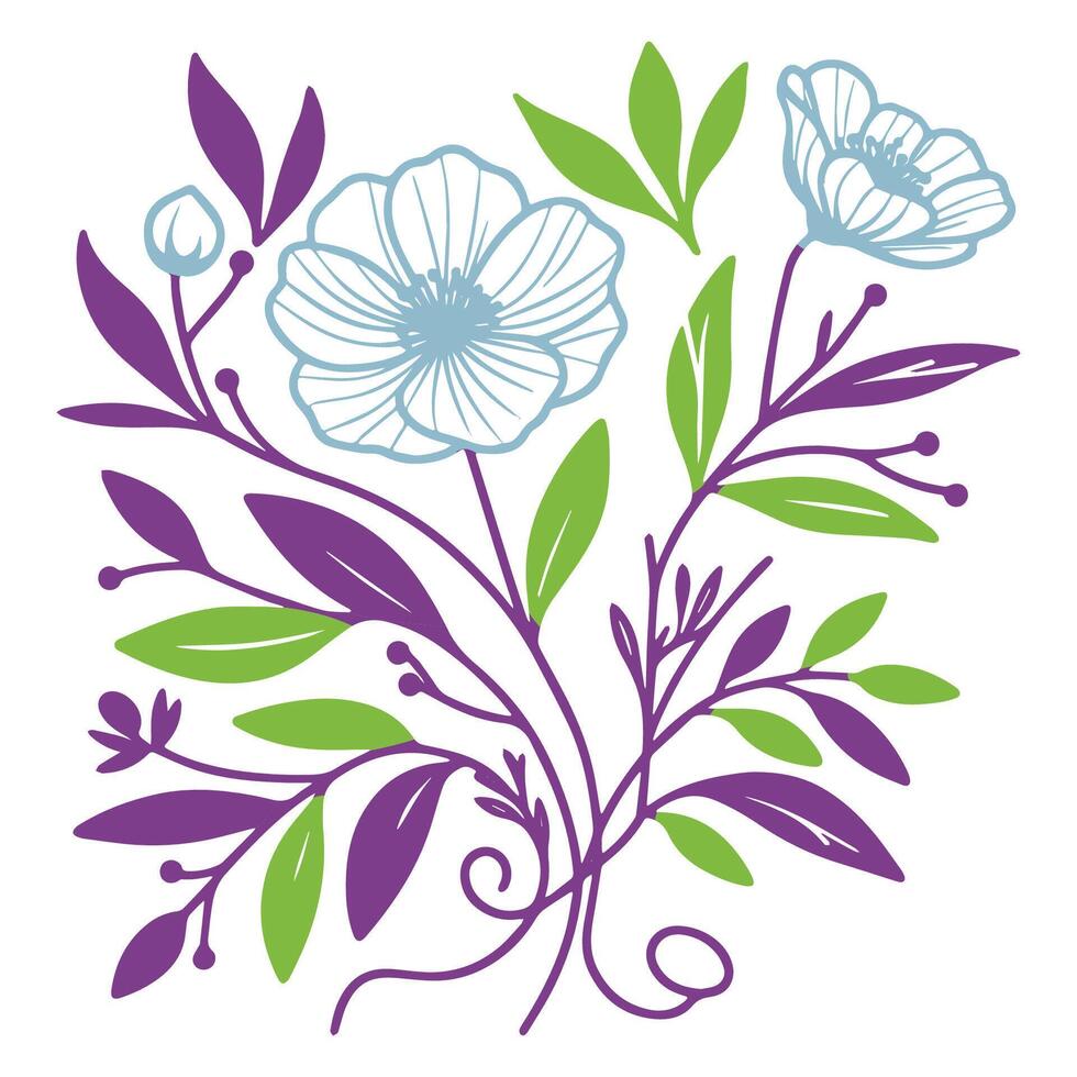decorative floral line art featuring detailed blossom sketches for fashion apparel cushion fabric digital design summer prints and wedding themed stationery vector