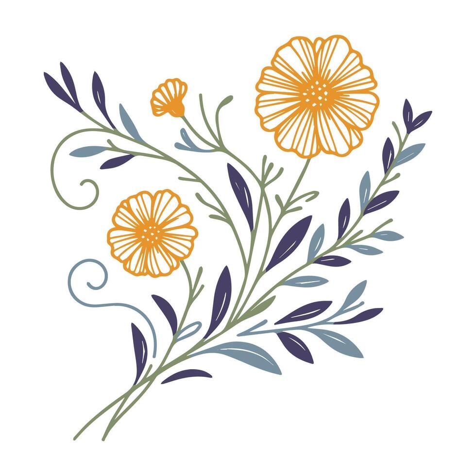 line floral artwork with minimalist style featuring leaves and flowers ideal for home textile fashion design cushion prints and wedding accessory patterns vector