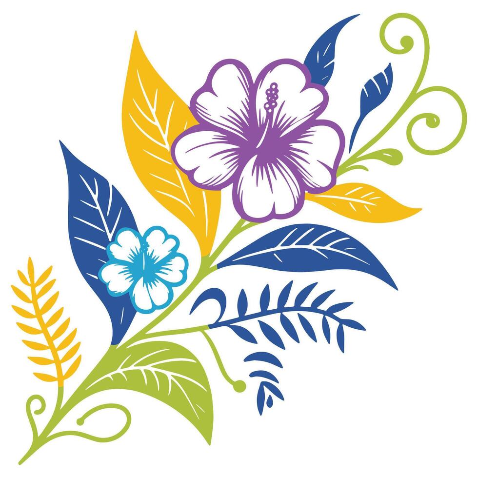 single line cotton flower with ornate leaves in a botanical pattern ideal for wedding stationery fashion fabric and cushion projects vector