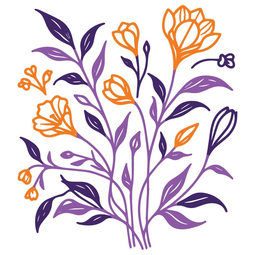 line art sketch of floral design for digital textile fashion cushions wedding prints and botanical inspired fabric projects vector