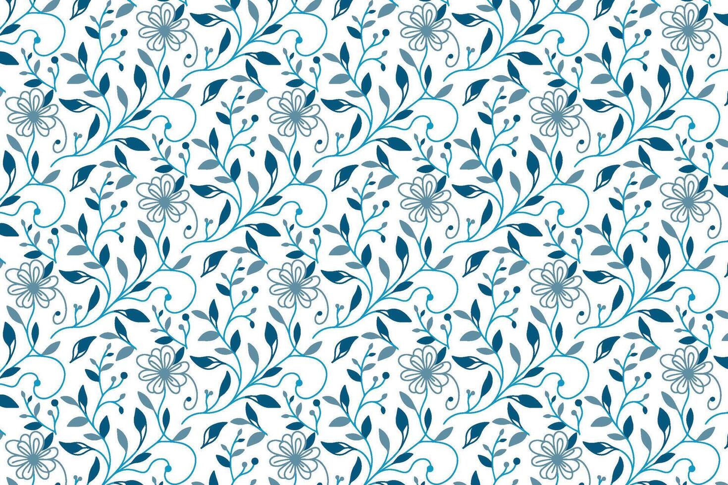 floral blue botanical pattern made with one line sketch flowers for contemporary textile use and stylish packaging ideas vector