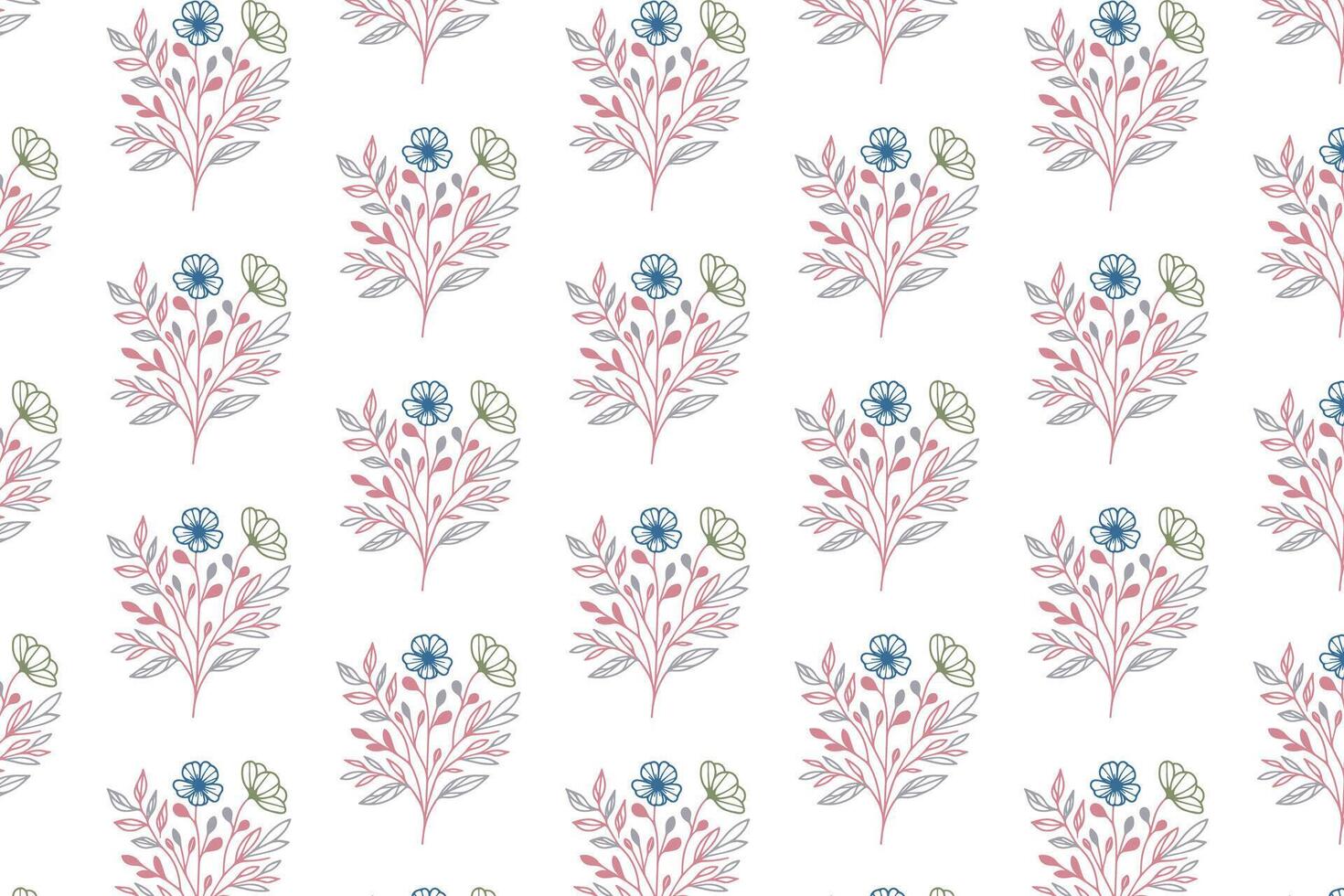 modern floral pattern with single line botanical drawings and hand drawn outlines for fabric printing wallpaper kitchen textile and wrapping paper designs vector