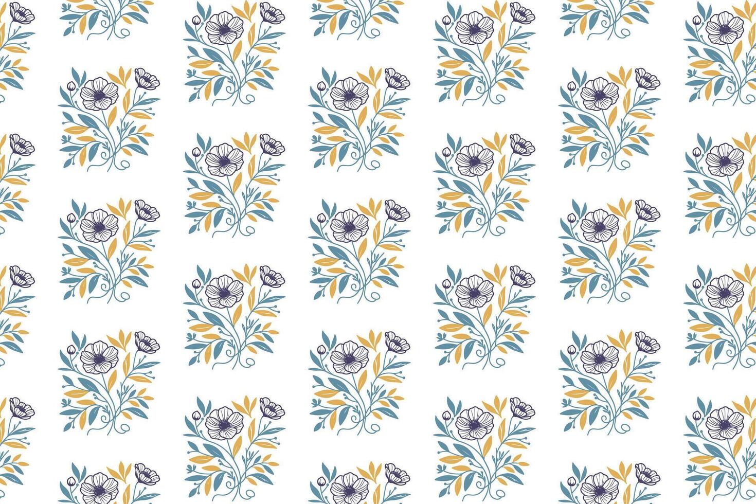 botanical sketch floral pattern in outline style using one line drawing techniques for textile fabric kitchen wear wrapping sheets and trendy home fashion product designs vector