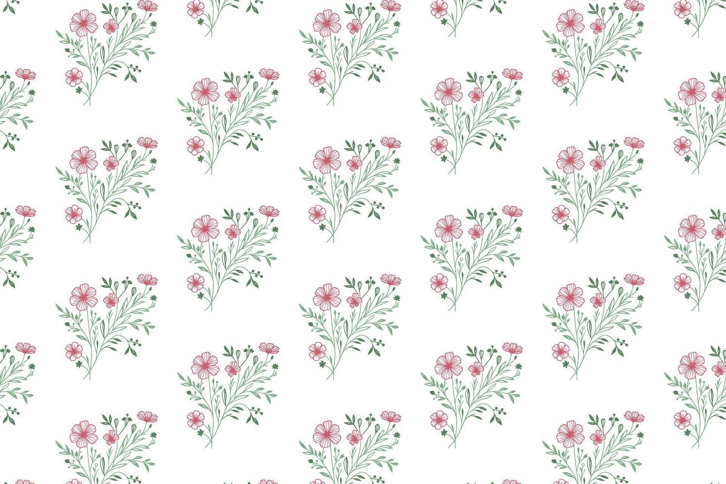 modern flower line art pattern for fashion textile design wrapping paper and kitchen fabric prints vector