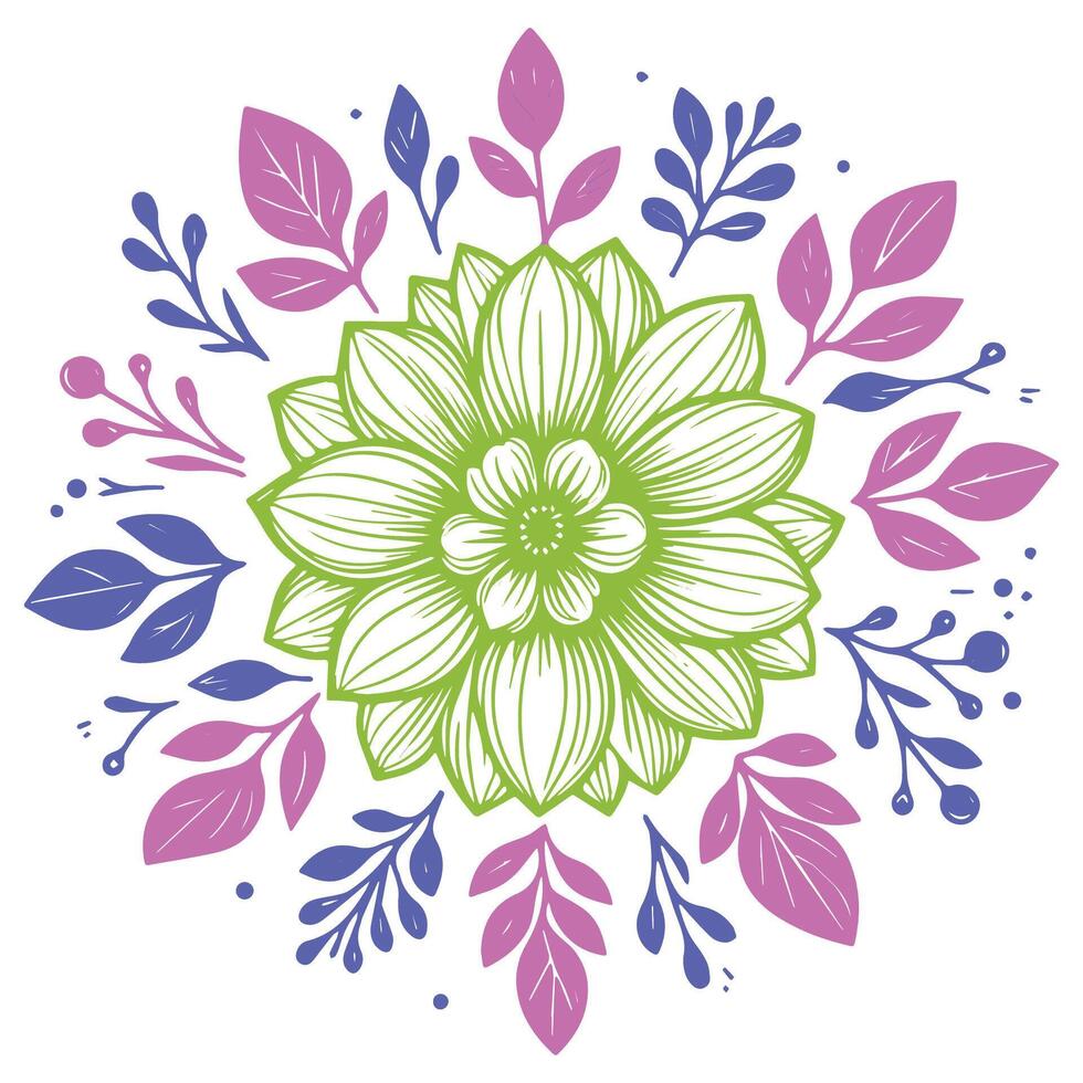 botanical line floral design in hand drawn style perfect for cushion patterns women clothing digital fabric projects and wedding prints vector