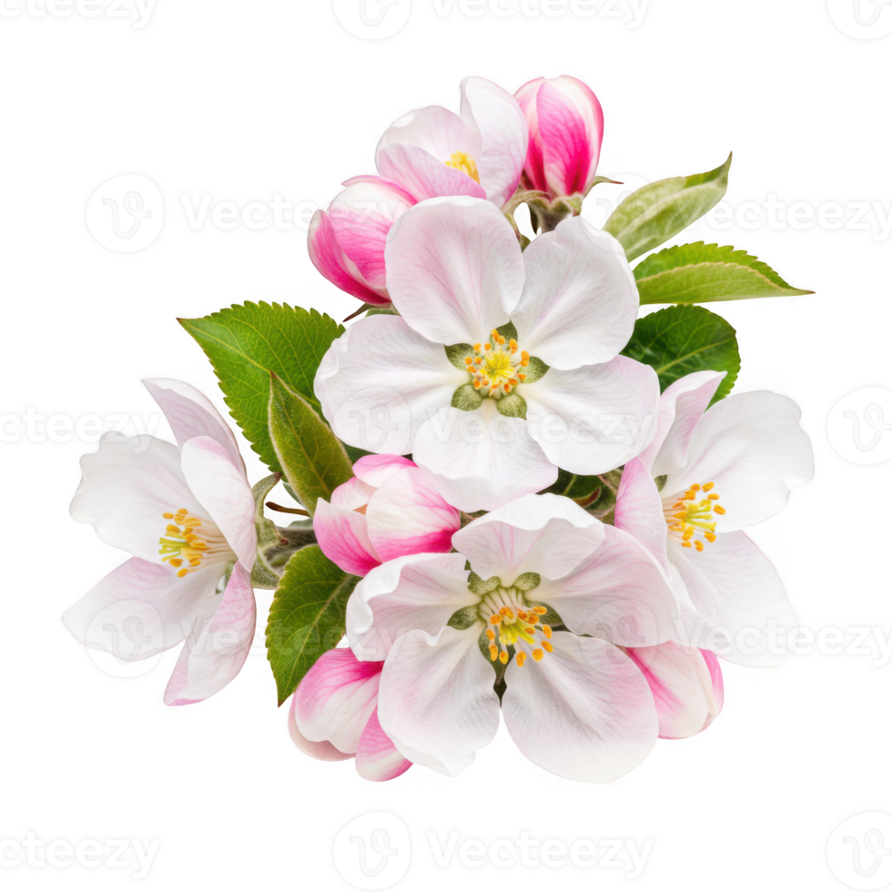 Beautiful apple blossoms cluster isolated on transparent background png