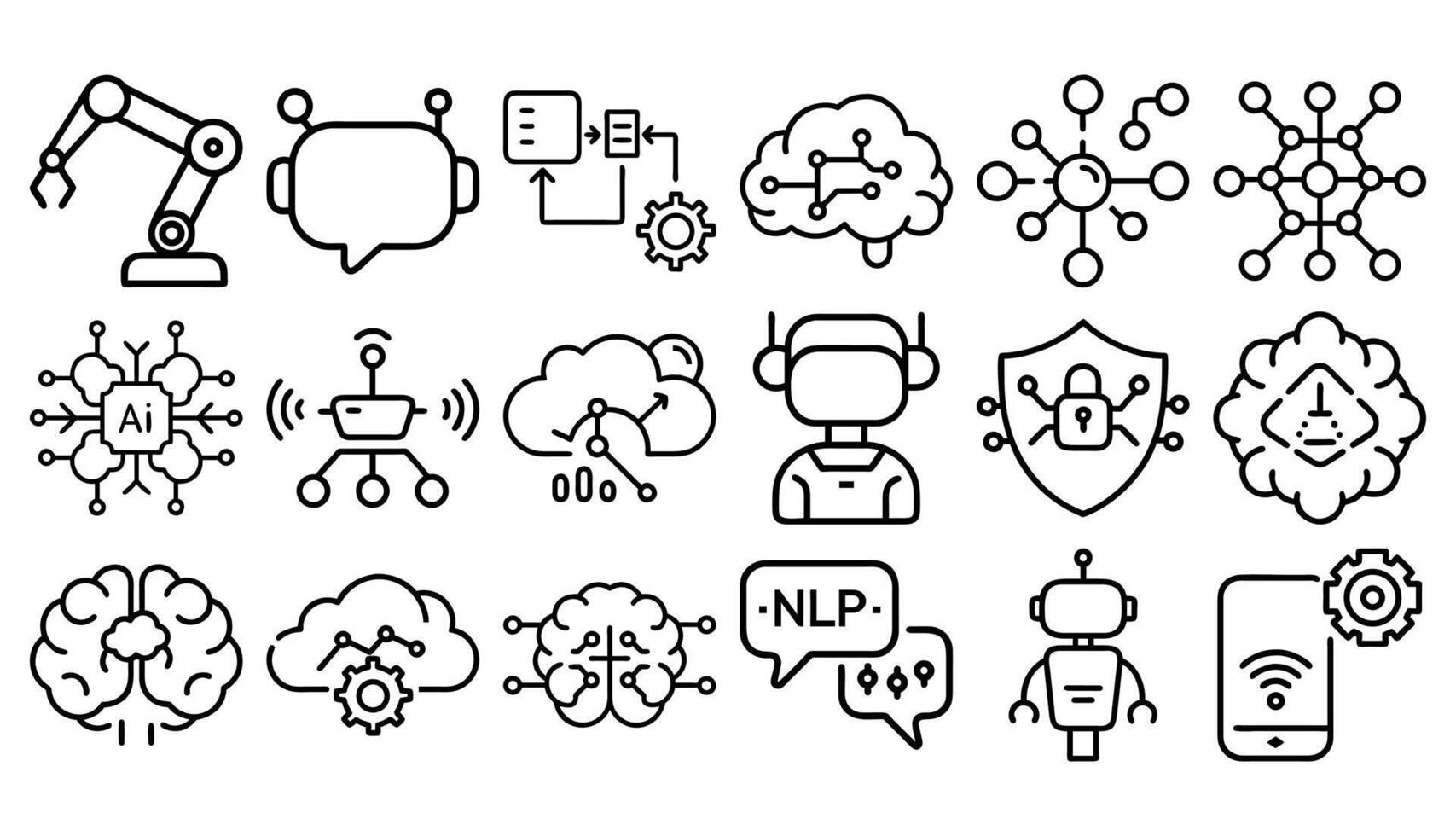 Artificial intelligence technology icons machine learning data vector