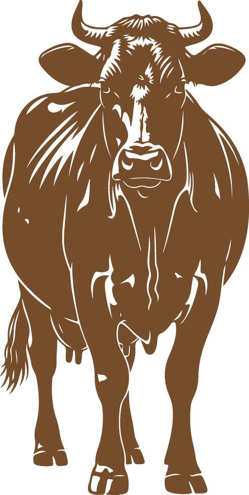 A brown silhouette of a cow. vector
