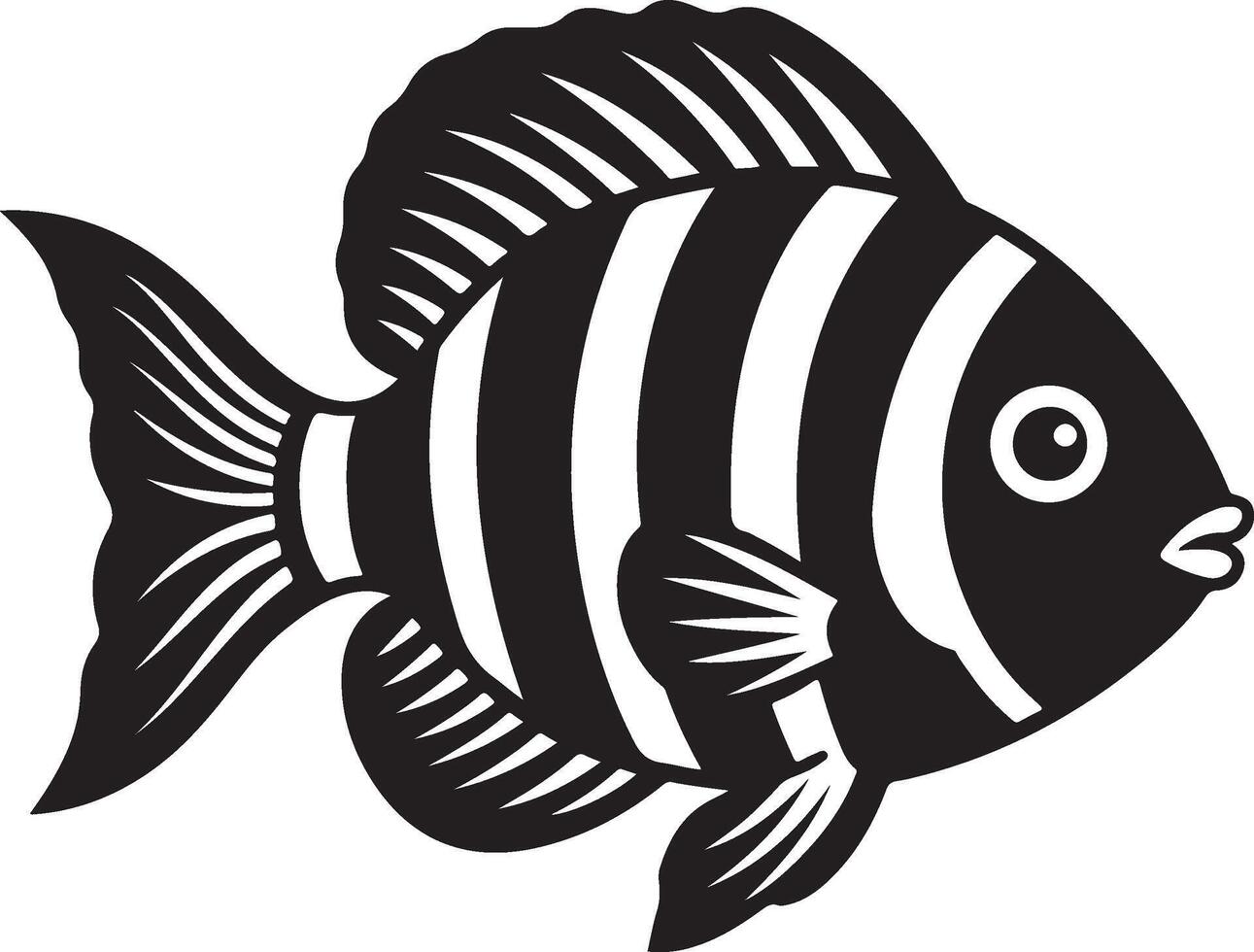 Black and White Striped Fish Illustration vector